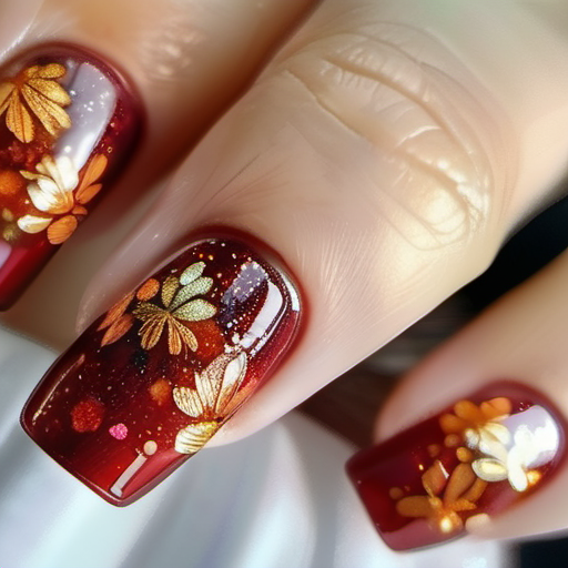 Autumn leaves nail design