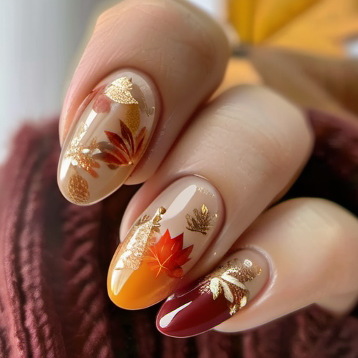 Plaid fall nail design