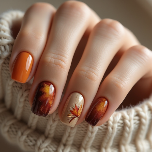 Pumpkin spice nails