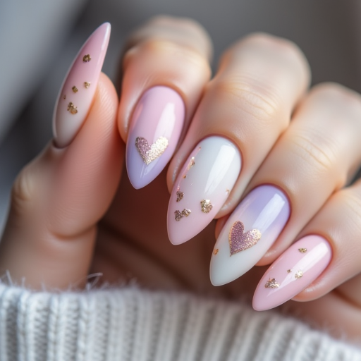 Heart theme nails